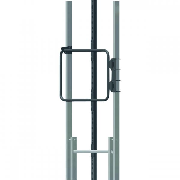 Zarges fixed ladder safety barrier in stirrup form with integrated arrester rail